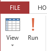 Screenshot of the query Run button in Microsoft Access 2013