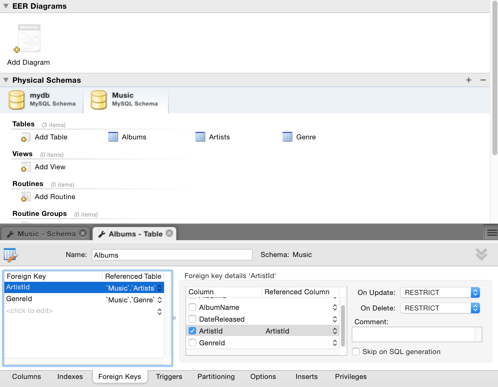 mysql workbench 6.3 create database