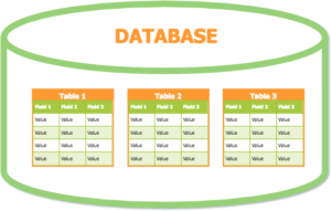 Basic diagram of a relational database.
