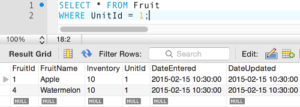 Screenshot of a simple query in MySQL Workbench.