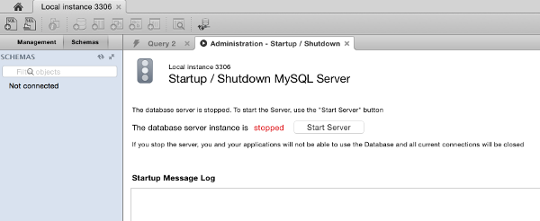 start mysql server mac button wont strt