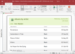 Example report in Microsoft Access