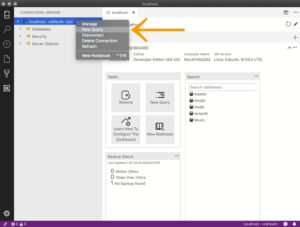 Azure Data Studio with an arrow pointing at the Refresh option