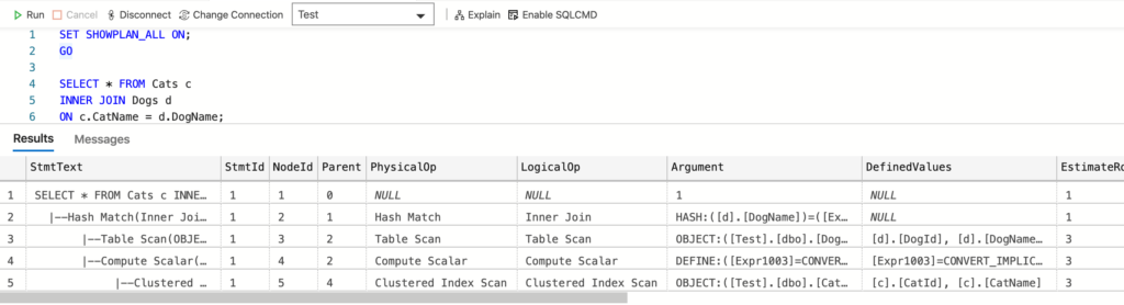 toad sql server show rows affected