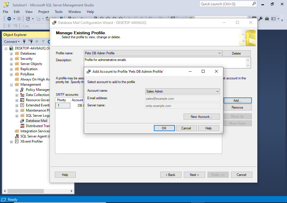 Screenshot of the dialog box for adding an account