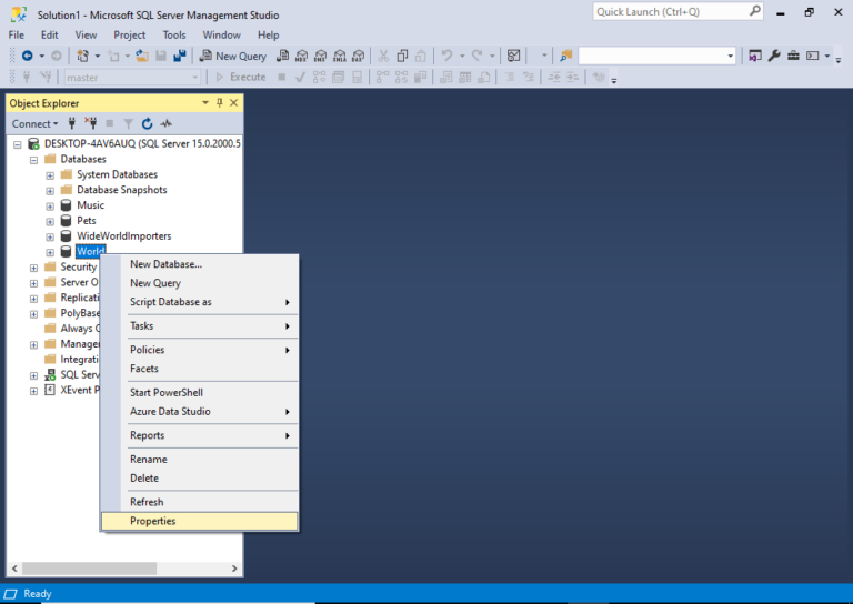 Check/Change the Compatibility Level of a Database in SQL Server (SSMS)