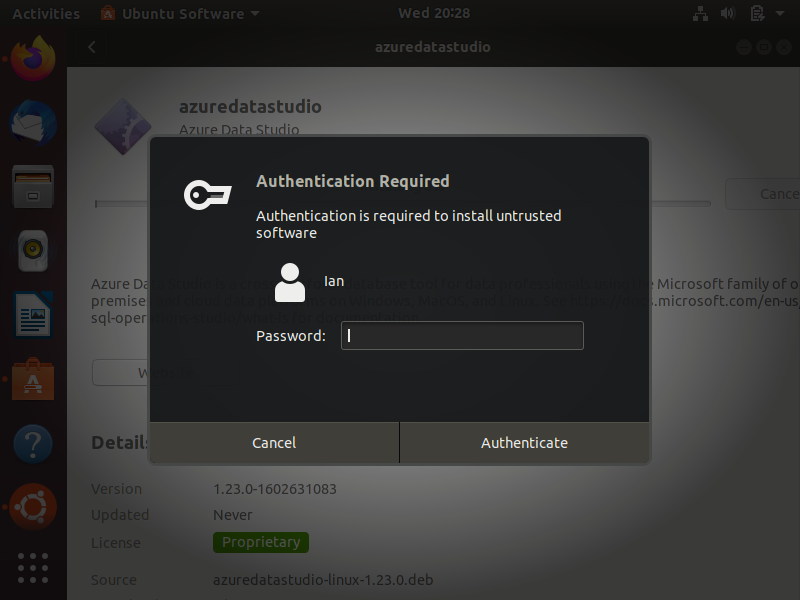 Screenshot of the authentication prompt