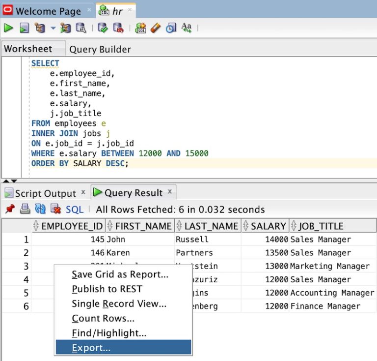 How To Export Sql Developer Query Results To Excel Automatically